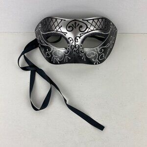 Masquerade Fancy Disguise Party Custom Dress Up Mystery Black Gray Tie Back A